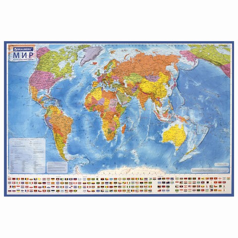 Карта мира политическая интерактивная Brauberg 101х70 см, 1:32М 112381