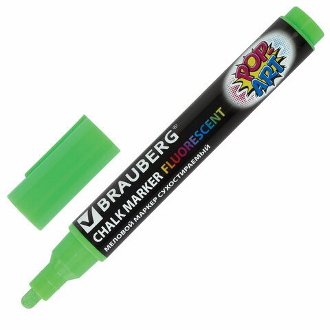 Маркер меловой Brauberg Pop-Art линия 5 мм зеленый 151532