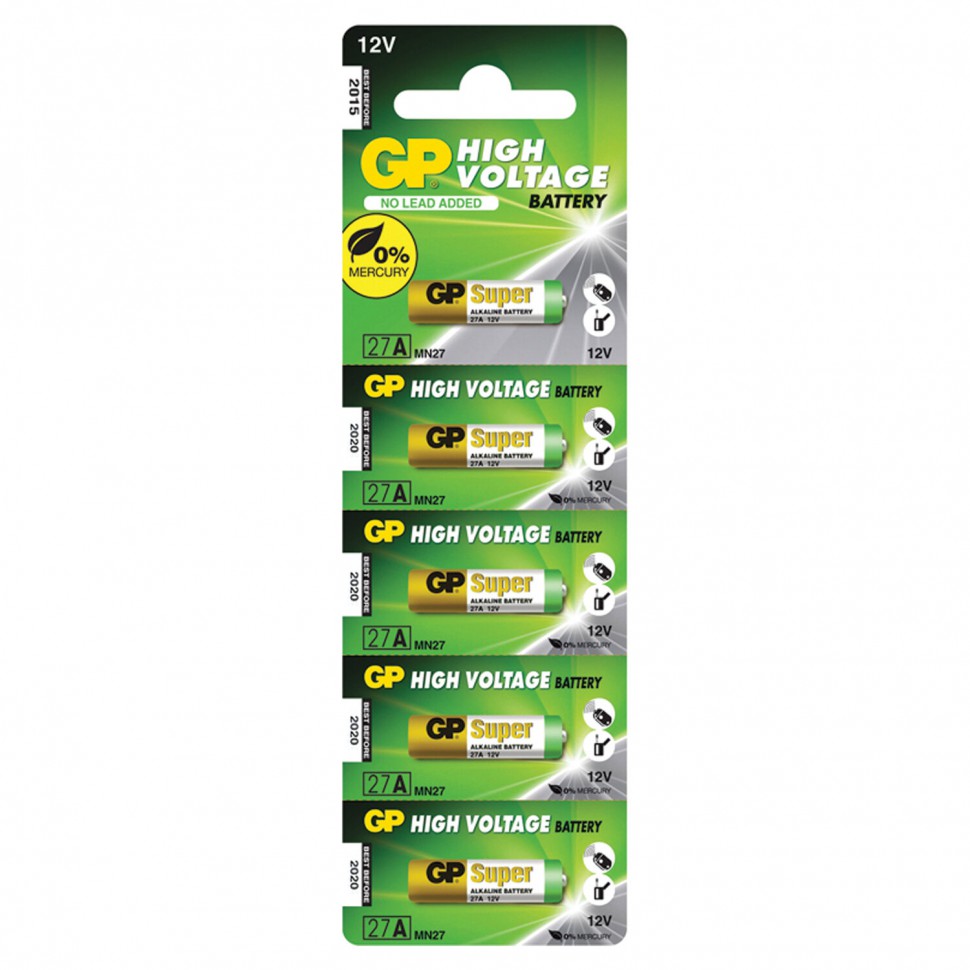 Батарейка алкалиновая GP High Voltage MN27, 1 шт 27AFRA-2C5 цена за 10 шт