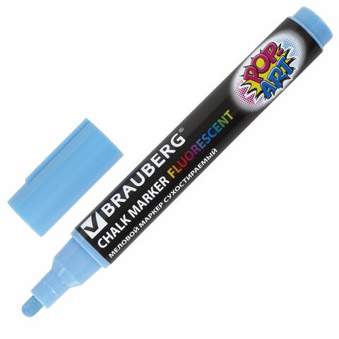 Маркер меловой Brauberg Pop-Art линия 5 мм голубой 151533
