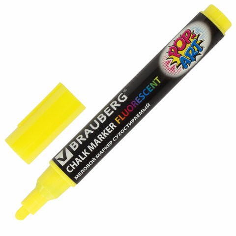 Маркер меловой Brauberg Pop-Art линия 5 мм желтый 151528