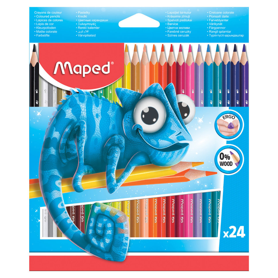 Карандаши цветные трехгранные пластиковые Maped Pulse 24 цвета 862254