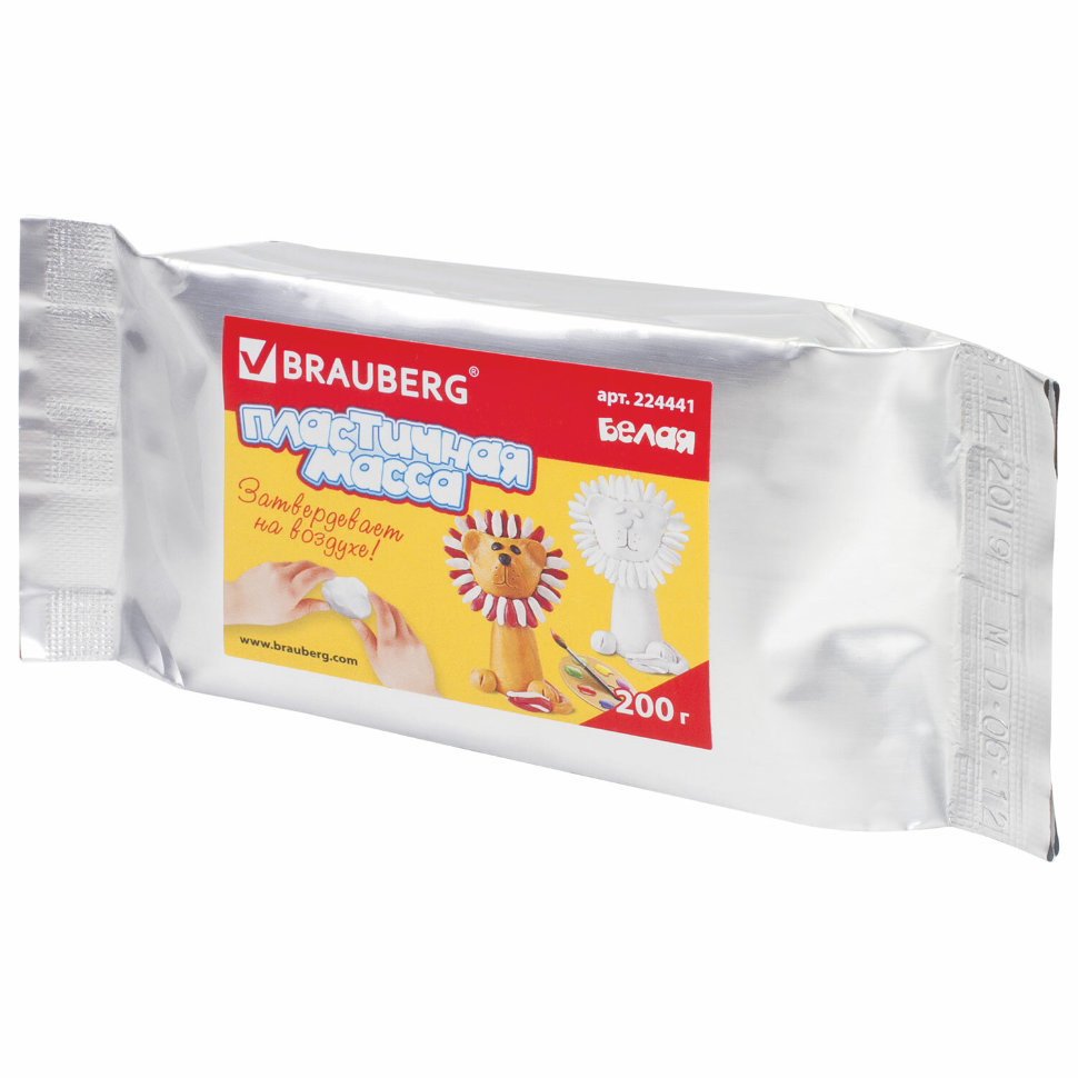 Паста для моделирования и лепки Brauberg белая 200 г 224441 цена за 6 шт