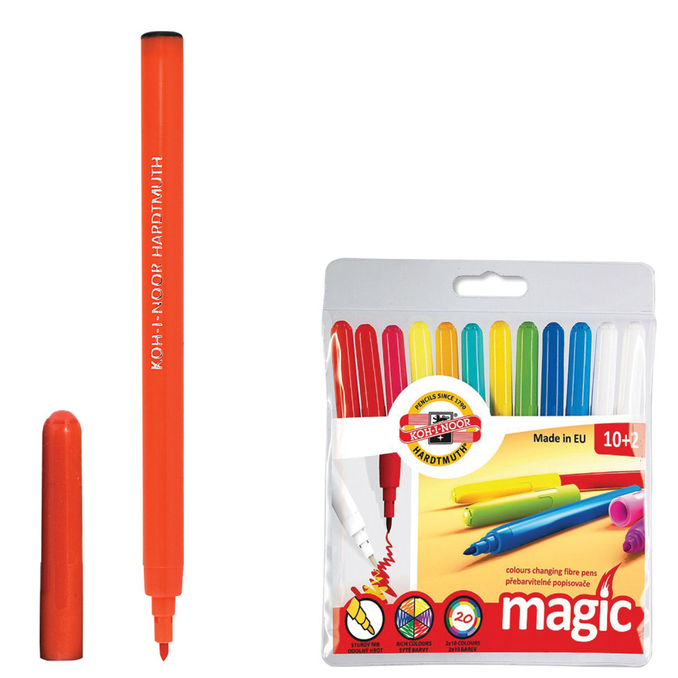 Фломастеры смываемые KOH-I-NOOR Magic 12 цветов 771612AB01TE цена за 4 шт