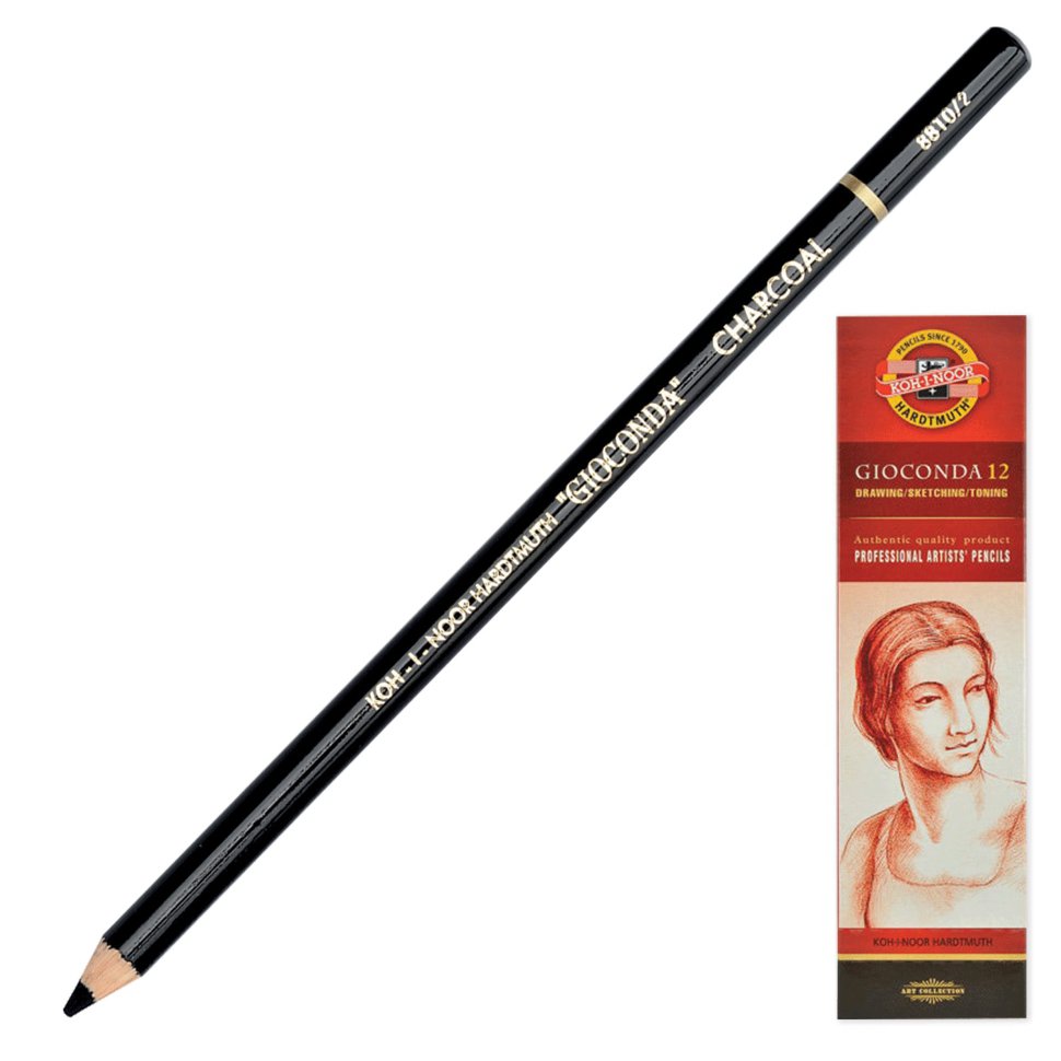 Карандаш угольный KOH-I-NOOR Gioconda черный, средняя твердость цена за 12 шт