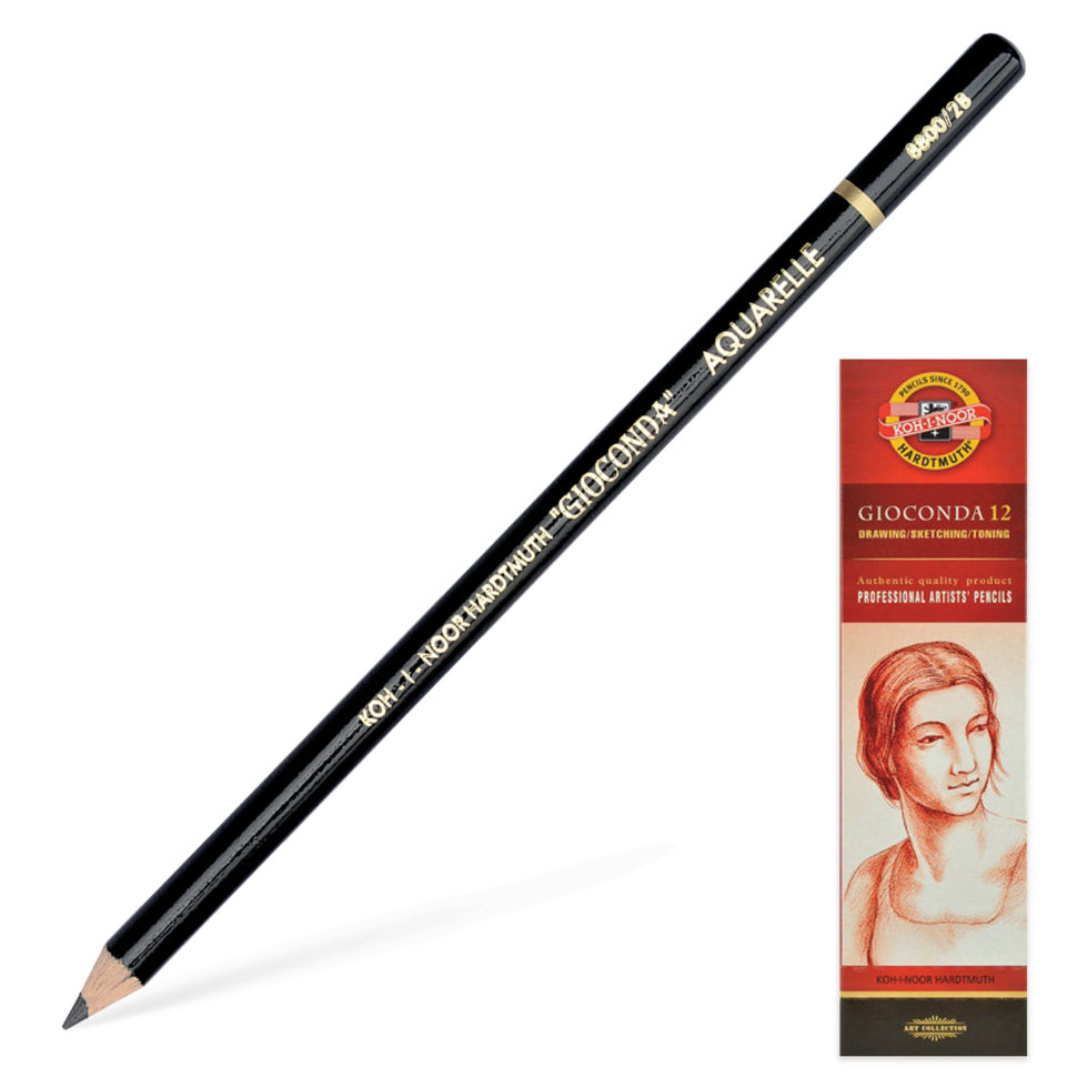 Карандаш чернографитовый, акварельный,  KOH-I-NOOR Gioconda 2B цена за 4 шт