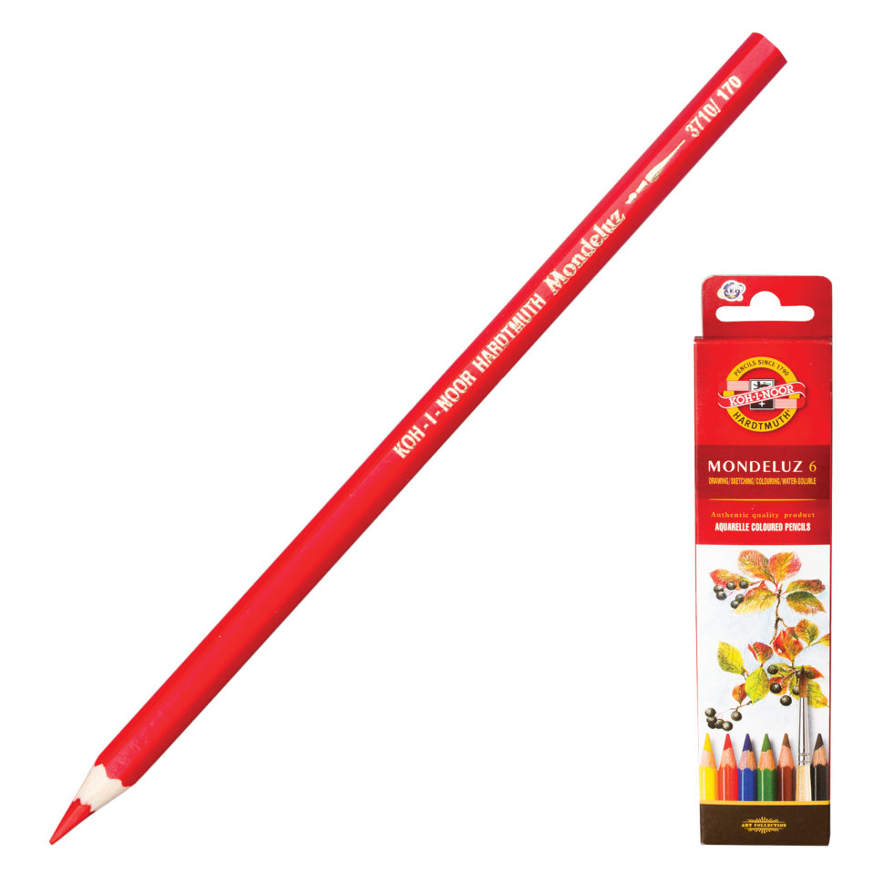 Карандаши цветные акварельные KOH-I-NOOR Mondeluz 6 цветов цена за 3 шт